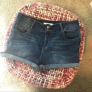 Cello High Waisted Dark Jean Shorts